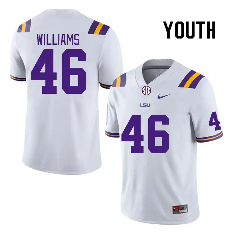 Youth LSU Tigers Kobe Williams #46 White NCAA Football Jersey